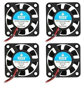 Lot de 4 ventilateurs silencieux 12 V 40 mm CC 4010 0,08 A avec câble de 15 cm pour imprimantes 3D, DVR et petits appareils 40 x 40 x 10 mm