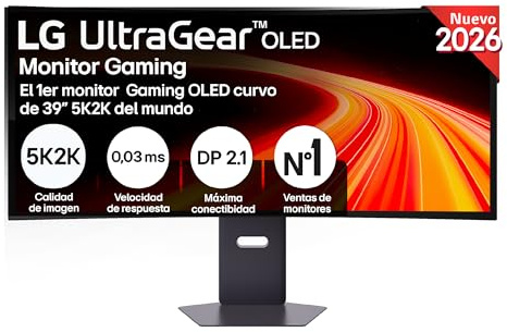 LG Monitor Gaming Ultragear OLED 39GX950B-B - 39'', 5K2K (5120 x 2160) | 165 Hz, 0,03 ms, DP 2,2, Inclinación (eje horizontal) / Altura / Giro (eje vertical), NVIDIA G-Sync, Dual Mode 165Hz/330Hz