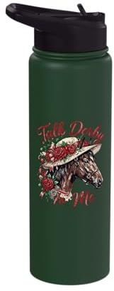 Talk Derby to Me Horse Racing Fan Floral Hat Stainless Steel Insulated Water Bottle
