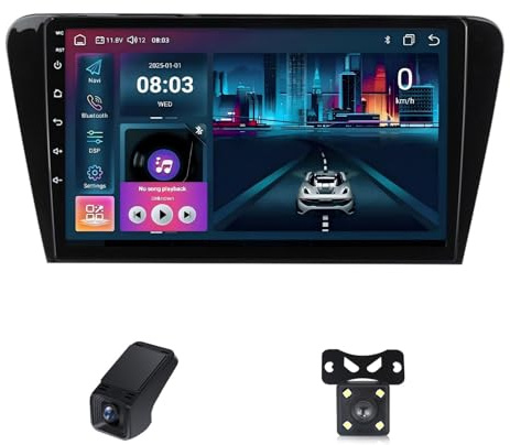 Autoradio Android 14 per Skoda Octavia 3 A7 2013-2018 Qled Touchscreen Stereo 8-Core/Wi-Fi+4G LTE/CarPlay/Android Auto/Bluetooth 5.0/EQ/Radio FM AM RDS/GPS/Schermo Diviso/ADAS DVR(X10)