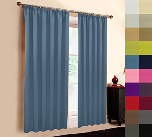 Sun World Hochqualitativer Verdunkelungsvorhang nach Maß, Kräuselband, Schlaufen, Maßanfertigung, Thermovorhang Vorhang nach Maß, Gardinen nach Maß, Navy (85cmcm Höhe x 145cm Breite)