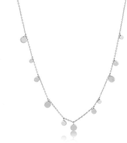 Ania Haie Damen Halskette GEOMETRY CLASS Mixed Discs aus 925 Sterling Silber, besetzt mit silbernen Plättchen, Länge 41cm + 5cm Verlängerung, inkl. Geschenkverpackung