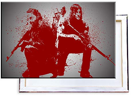 Unified Distribution The Walking Dead - Rick Grimes & Daryl Dixon - 60x40 cm - Bilder & Kunstdrucke fertig auf Leinwand aufgespannt und in erstklassiger Druckqualität