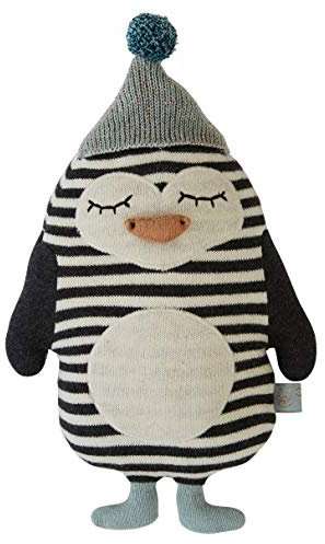 OyOy Mini Darling Cushion Baby Bob Penguin - Stofftier Pinguin - Süßes Baby Kinder Kissen Kuschelkissen und Schmusekissen - Baumwolle 26x18 cm