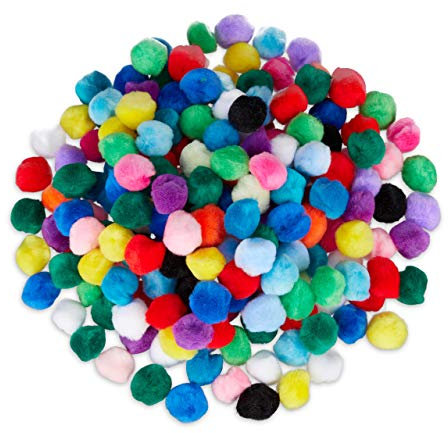 Relaxdays, bunt Pompons, kleine Bommeln zum Basteln, 200er Mini Pom Set, Deko für Geburtstag & Hochzeit, D: 2 cm, Stoff, Pack