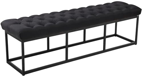 CLP Sitzbank Amun I Mit Stoff-Bezug I Mit Schwarzem Metallgestell, Farbe:schwarz, Größe:150 cm