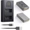 Powerextra 2 Pack Replacement BLS-50 Battery and Dual LCD Battery Charger Kit Compatible with Olympus BLS-5, BLS-50, PS-BLS5 and Olympus OM-D E-M10, Pen E-PL2, E-PL5, E-PL6, E-PL7, E-PM2, Stylus 1