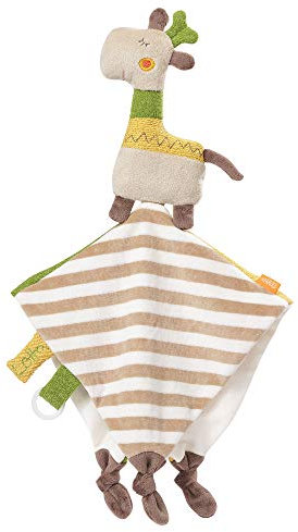 Fehn 059106 Schmusetuch Giraffe Deluxe / Spielkamerad, Einschlafhilfe & Stofftier-Schnuffeltuch mit Befestigungsring für Schnuller zum Greifen und Fühlen, für Babys und Kleinkinder ab 0+ Monaten, mehrfarbig