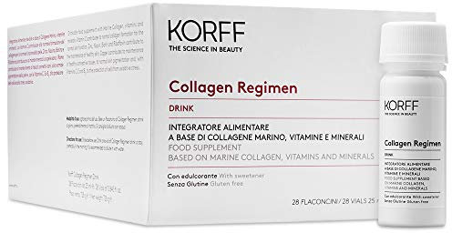 KORFF Collagen Regimen Drink 7 Giorni, Integratore Alimentare bevibile Senza Glutine, a base di Collagene marino idrolizzato, Vitamine e Minerali 7 flaconcini da 25 ml