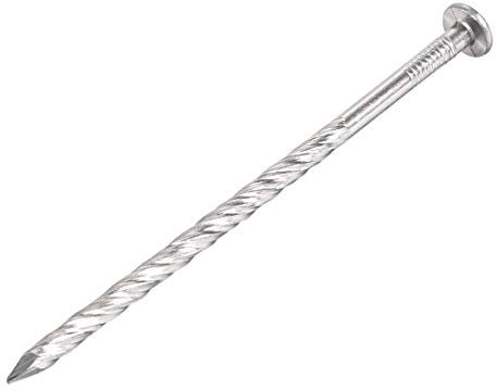 sourcing map Spirale Pont Clou Acier Inox Clou Spirale Tige 100mmx4mm(LxD) 12Pcs