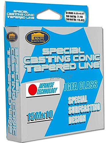 Lineaeffe Filo da Pesca Special Casting Conic Tapered Line D. 0.180 mm-0.570 mm 15 m Conico per Il Surfcasting e Beach Ledgering