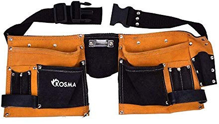 Kosma Tool Belt Pouch with 11 Pockets, Hammer Loop & Tape Holder – Heavy Duty Work Apron with Quick Release Buckle – Tool Organizer for Electricians, Carpenters & DIY