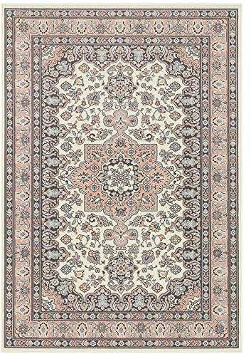 Nouristan Mirkan Orient Teppich – Wohnzimmerteppich Orientalisch Kurzflor Vintage Orientalischer Teppich für Esszimmer, Wohnzimmer, Schlafzimmer – Creme Rosa, 200x290cm