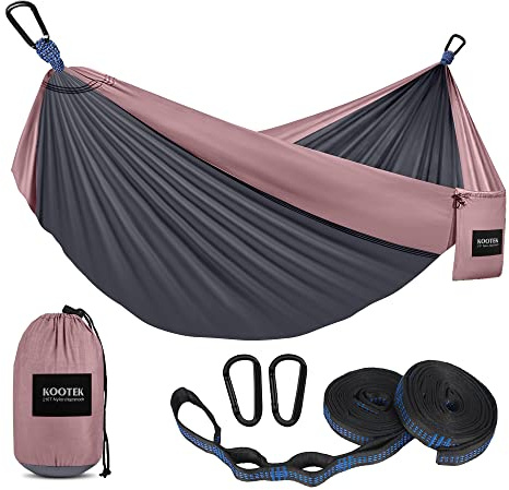 Kootek Camping Hammock 500 lbs Capacity, Portable Hammocks with Tree Straps & Attached Carry Bag, Camping Essentials Gear, Perfect for Outside Indoor Hiking Beach Backpack Travel