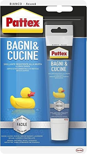 Pattex Sigillanti Light Bagni&Cucine Bianco, Sigillante resistente alla muffa, Sigillante bagno per docce e lavandini, Sigillante cucina impermeabile, 1x50ml blister