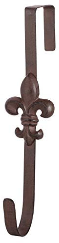 Wreath Hanger 11.5 Metal Over Door Wreath Hook for UPVC Doors (Brown Fleur De LYS)