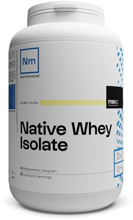 Isolat De Whey Native Low Lactose| Jusqu'à 90% de protéines • Lait français • Prise de Muscle • Musculation & Fitness | Nutrimuscle | Vanille - 1,5kg