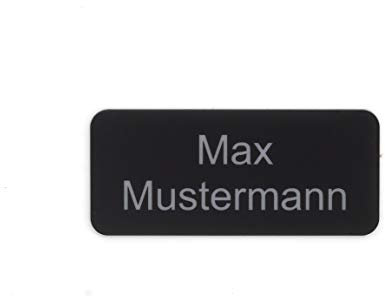Gravurheim Briefkastenschild Türschild individuelle Gravur Name | selbstklebend - personalisiert | Kunststoff - Plastik | viele Farben und Größen (8x3,5cm Rechteck abgerundet, Schwarz-Silber)