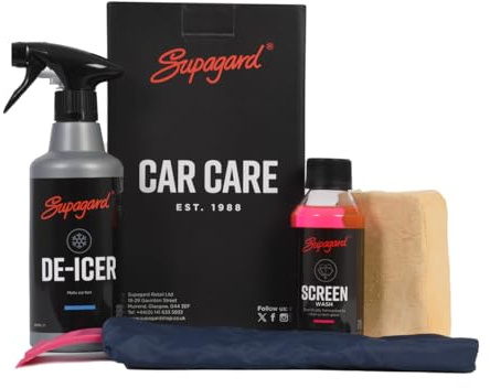 Supagard Deicer Car Windscreen Spray Kit – 500ml Fast-Acting Deicer Spray, Screen Wash, Ice Scraper Glove| Complete Winter Car Kit for Ice & Frost Removal