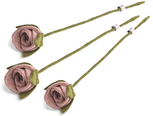 Én Gry & Sif Kunst-Rosen im Scandi-Stil, ewig haltbare Rose, aus Natur-Filz, Hand-Made, fair-Trade I 3X Deko Rose rosé