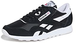 Reebok Klassischer Herren-Sneaker aus Nylon, Schwarz/Weiß, 43 EU