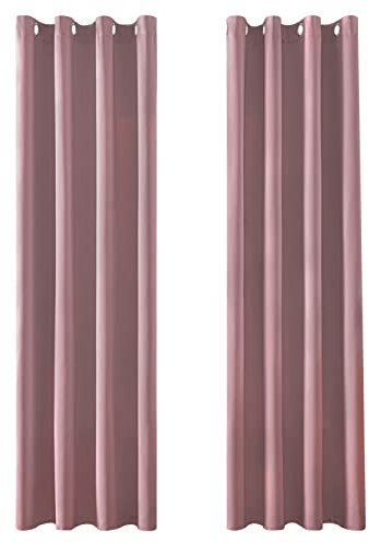 MRTREES Vorhang Blickdicht Gardinen Thermovorhang mit Ösen Verdunklungsvorhang Ösenschal Vorhänge Kurz Modern 240×140cm(H×B) Altrosa 2er Set für Hotels Büros Wohnzimmer Schlafzimmer Kinderzimmer