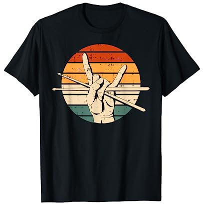 Batterie Main Baguette Retro Musique Rock N Roll Jazz Cadeau T-Shirt