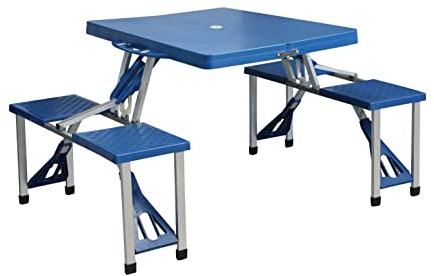 Briconess.com Klapptisch PIC nic Aluminium mit eingebauten Hockern, abschließbar in einem Koffer