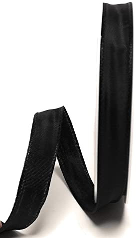 s.dekoda Schleifenband 25m x 15mm Schwarz Drahtband Geschenkband Dekoband Trauerband [2120]