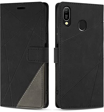 SONWO Coque pour Huawei Y6 2019 / Huawei Honor 8A, Protection Housse Etui en Cuir PU Portefeuille Livre pour Huawei Y6 2019 / Huawei Honor 8A, Emplacements Cartes, Fonction Support, Noir