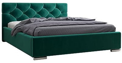 Polsterbett Urban Modern Set mit Lattenrost Metallrahmen 5 Trendfarben 140 160 oder 180 zur Auswahl Grün 180cm X 200cm