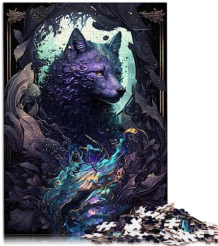 Puzzles für Erwachsene, fantasievoller Wolf, 1000 Teile, Holzpuzzle für Erwachsene und Familien, Lernspiel für Erwachsene und Kinder, Größe: 50x75 cm