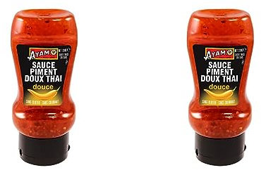 AYAM Sauce Piment Doux Thaï | Épicée | Piments frais | Haute Qualité | Alimentation Saine | Sans gluten | Sans colorant | Sans Glutamate | Bouchon anti-goutte - 330g (Lot de 2)