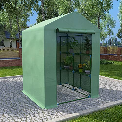 LAPOOH Serre avec étagères Acier 143x143x195 cm,Carport Abri Voiture,Serre Tunnel