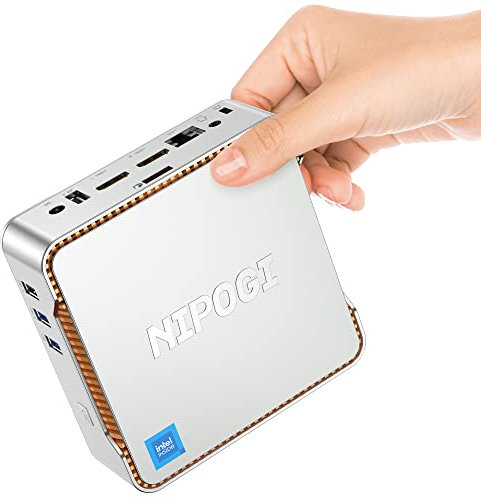 NiPoGi GK3 Plus Mini PC 16 Go DDR4 1024 Go (1 to) M.2 SSD, Intel Alder Lake-N95 (jusqu'à 3,40GHz) Mini Ordinateur de Bureau, 4K UHD Mini Tour PC, Triple écran 2xHMDI+VGA pour l'école/Maison