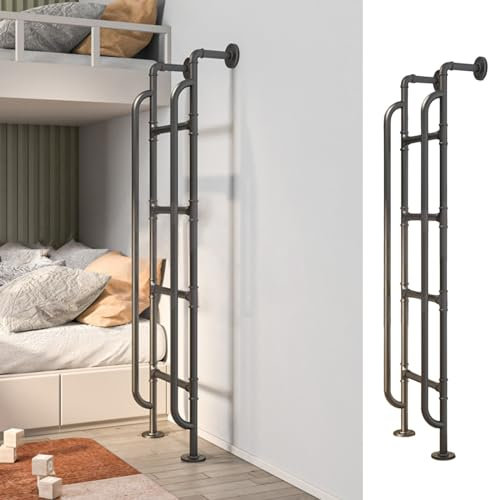 Hochbett Leiter Hochbett-Leiter Nur Wohnmobil-Etagenhausleiter, Not-Fluchtleiter Für Well Window, Dachboden-Kletterleiter Mit Handläufen & Sprossen-Polsterung ( Color : Black , Size : 80inch/6.7ft/203
