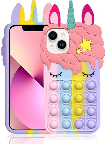 Aspack Pop Bubbles Schutzhülle für iPhone 13 Pro, niedliches Cartoon-Einhorn, Regenbogen-Pop, stoßfest, Silikon, weiche Handyhülle für Apple iPhone 13 Pro, 15,5 cm (6,1 Zoll)