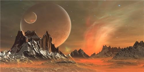 MIRRORANG 61x30cm Sci-Fi Interstellar Thema Aquarium Hintergrund Silber Erz Gelb Sand Himmlischer Planet Fisch Tank Hintergrund Vinyl Hintergrund