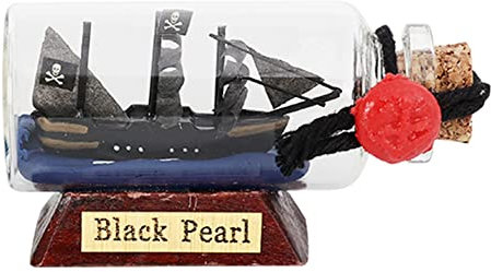 FLADO Black Pearl Schiffsmodell in Einer Glasflasche, Segelboot in Einer Flasche, Heim-Wohnzimmerdekoration, Modellschiff, kreative Bastelornamente (6,5 * 2,5 * 3,5 cm)