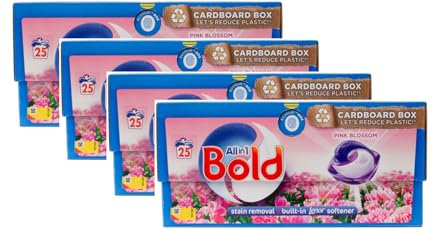 Bold All in 1 Pods Laundry Washing Liquid Capsules, Pink Blossom 25 x 4 Pack