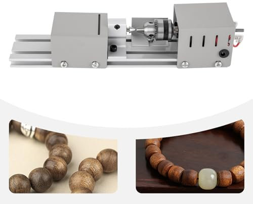 Tornio Legno Professionale 96W, Macchina per Grano Con Corpo in Metallo, Mini Perline Macchina Miniatura, Completo Fai Da Te 4000-9000rpm 
