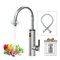 Briwellna elektrische wasserhahn 220V wasserhahn mit durchlauferhitzer 360 Grad Rotieren und Digitalanzeige,Warmwasserhahn mit Universelle Düse(Silber)