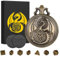 Mini DND Dice Set Steampunk Dragon Pocket Watch Shell Case, 7pcs Polyhedral Metal D&D Dice Set, DND Gifts with Gift Box, Role Playing Board Games Accessories, Bronze