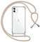 Pnakqil handyband für iPhone 12/iPhone 12 Pro Hülle mit Band, Transparent Weich Silikon mit Kordel Necklace Schnur Anti-Fall Bumper Schutzhülle Case Kompatibel mit iPhone 12 6.1, Khaki