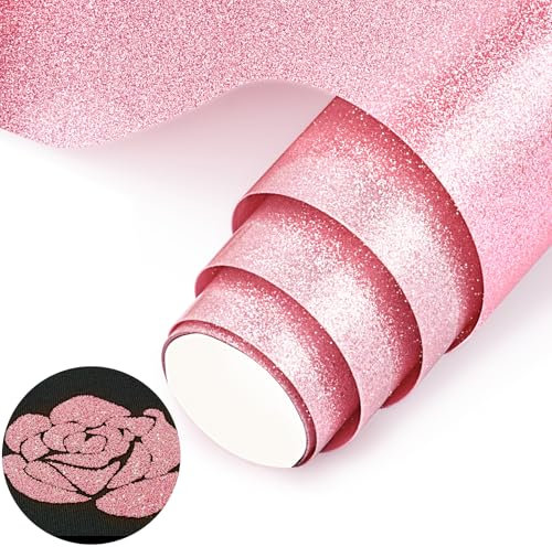 NANAPLUMS Plotterfolie Textil, Glitzer 3D-Puff-Vinyl- 30,5 x 100 cm Puff HTV Vinylrolle für T-Shirts, 3D-Puff-Hitzetransfer-Vinyl, Glitzer Rosa
