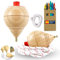 AF® - Toupie Bois - Set 2 toupie Enfant + 6 Cires de Couleurs pour Enfants | Personnalisez Votre toupie en Bois Traditionnelle