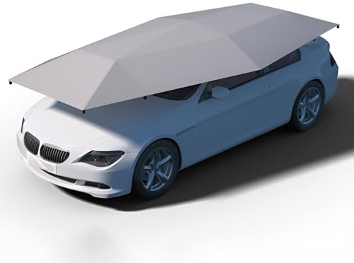 Halbautomatisches Autozelt, beweglicher Carport, mobiler Faltbarer Carport, Autoüberdachungsschirm für Außenzelt, Blau/Grau – 430 cm/480 cm (Grau, 480 cm)