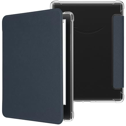 kwmobile E-Reader Schutzhülle kompatibel mit Amazon Kindle Paperwhite (2024) / Colorsoft Hülle - Kunstleder Case mit Auto Sleep/Wake Funktion für e-Reader - Dunkelblau