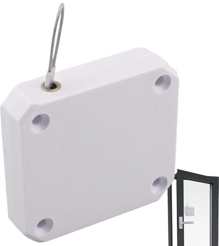 Nybhyjka Porta scorrevole Close, porta dello schermo Close - Chiusura automatica a scomparsa della porta della tempesta senza perforazione con stringa d'acciaio da 1,2 m,Hardware per il miglioramento