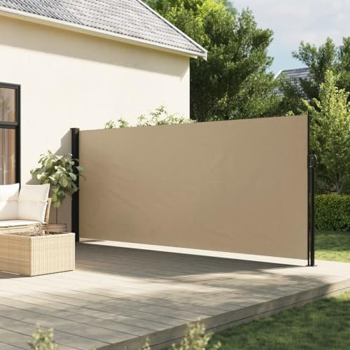 Rainery Auvent latéral rétractable Beige 160x500 cm Store Paravent écran, Solaire Extensible Brise-Vue pour Jardin, Extérieur, Balcon, Terrasse